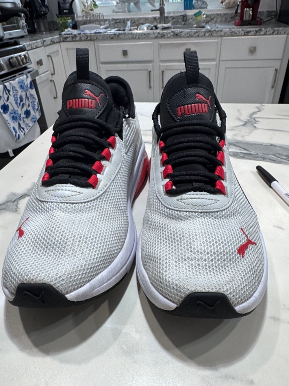 Puma Men’s White & Red Athletic Sneakers